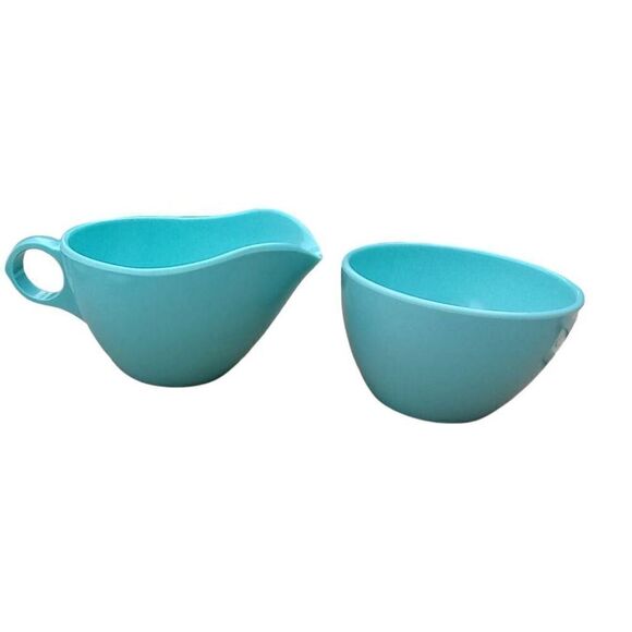 Vintage Windsor melmac, set of four with creamer and sugar dishes. Robin blue vi - Picture 5 of 7